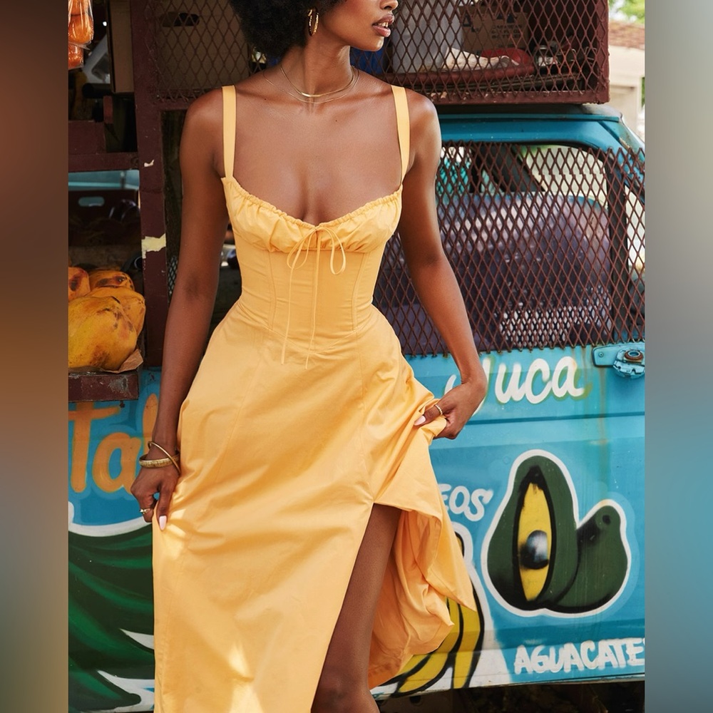 House of CB Carmen dress in tangerine size S